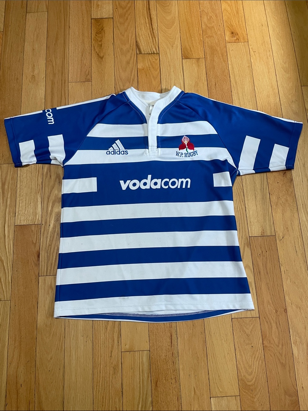 adidas Kids Blue & White Striped Rugby Jersey